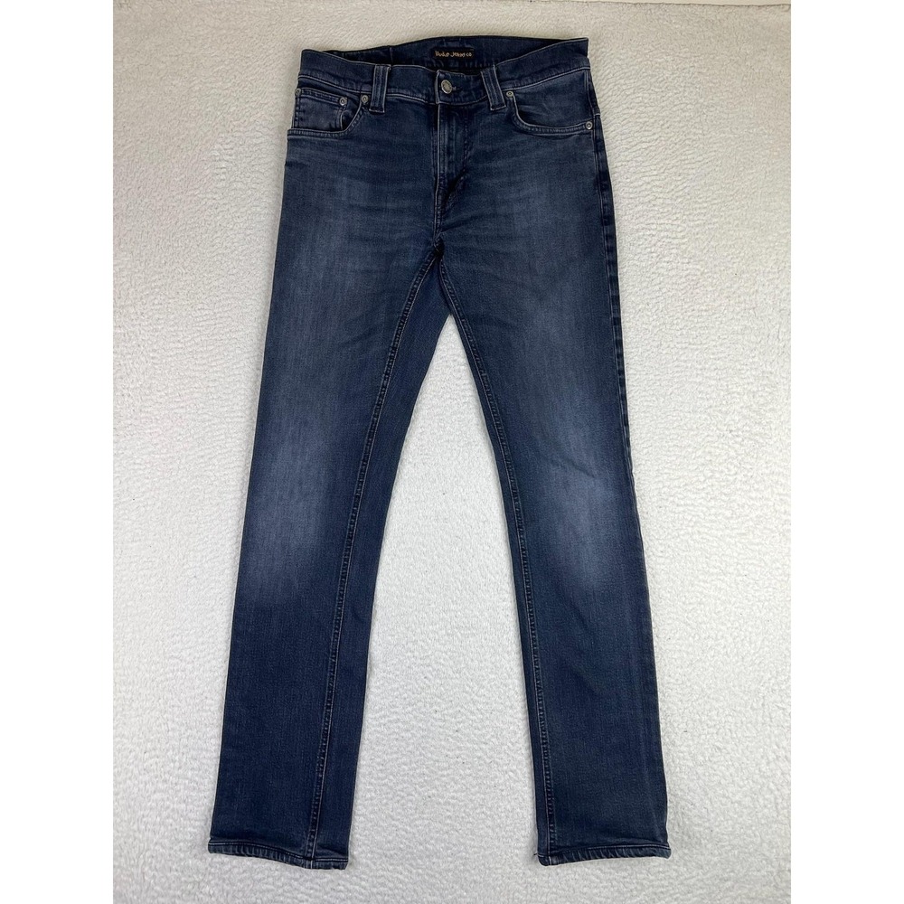 Nudie Jeans Co Thin Finn Jeans Mens 31x34 Gray Slim Tapered Stretch‎ Denim